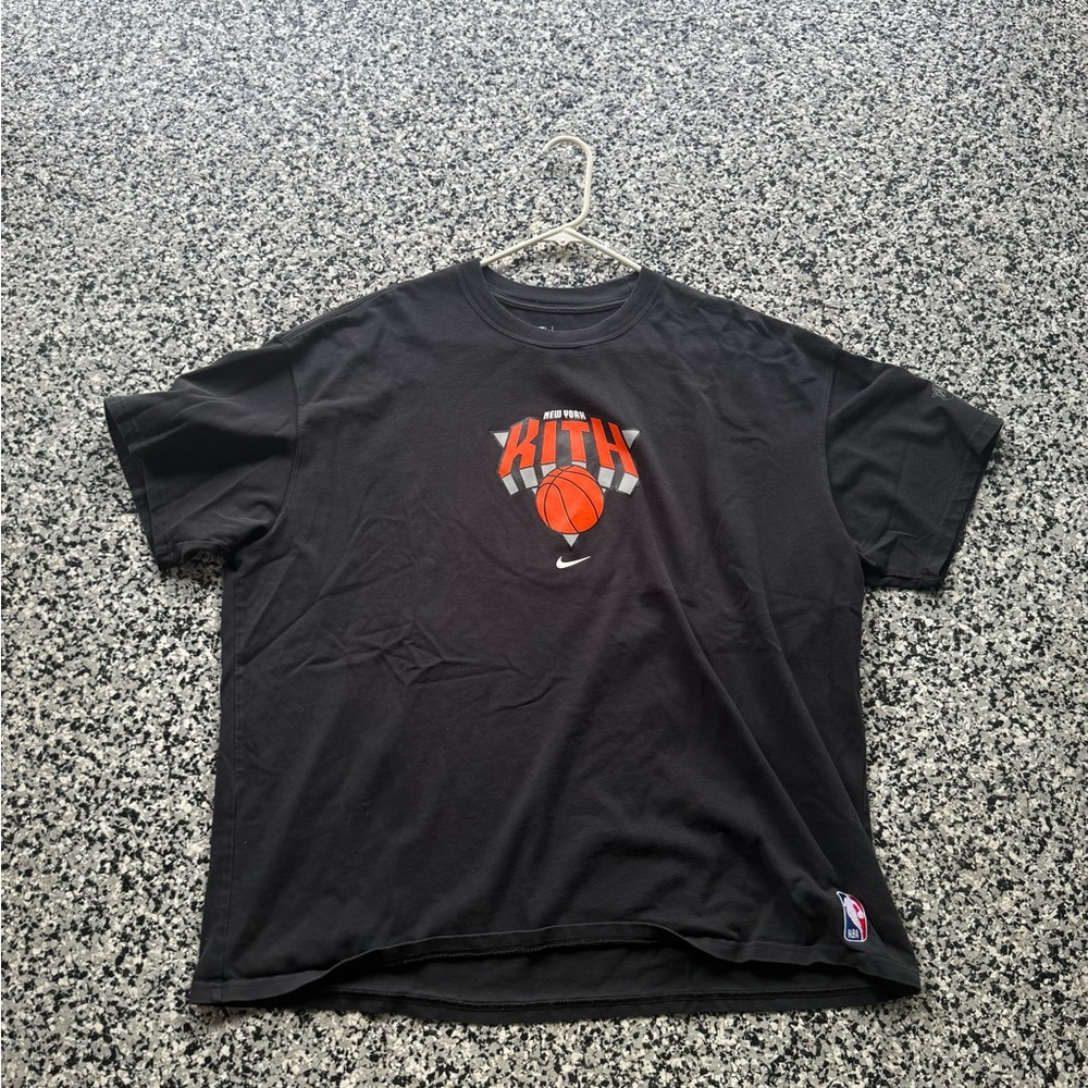 Kith New York Nike Black T-Shirt with White Logos and NBA Marking